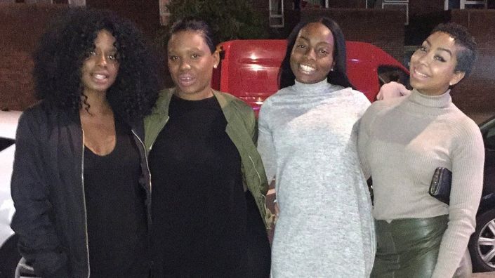 Zalika Miller (far left) pictured with her friends Reisha (centre left), Tasha (centre right) and Lin Mei (right) 